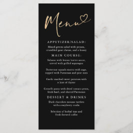 Modern minimalistisk svart och Guld-meny Meny