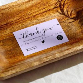 Modern minimalistisk svart och lila tack visitkort