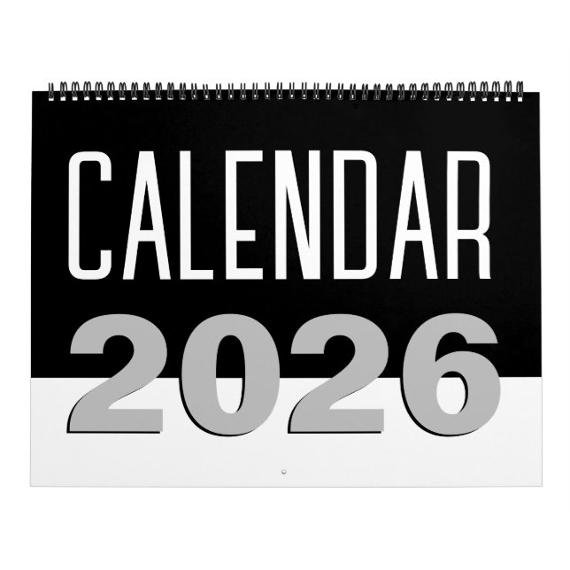 Modern minimalistisk svart och vit 2024 kalender (Omslag)