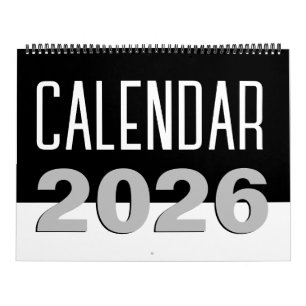 Modern minimalistisk svart och vit 2024 kalender