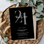 Modern minimalistisk svart och vit 21:a födelsedag inbjudningar<br><div class="desc">Modern minimalistisk 21-årsinbjudan med enkel svartvit design med chic-typografi och elegant-skript.</div>