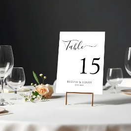 Modern minimalistisk svart och vit Bröllop Bordsnummer