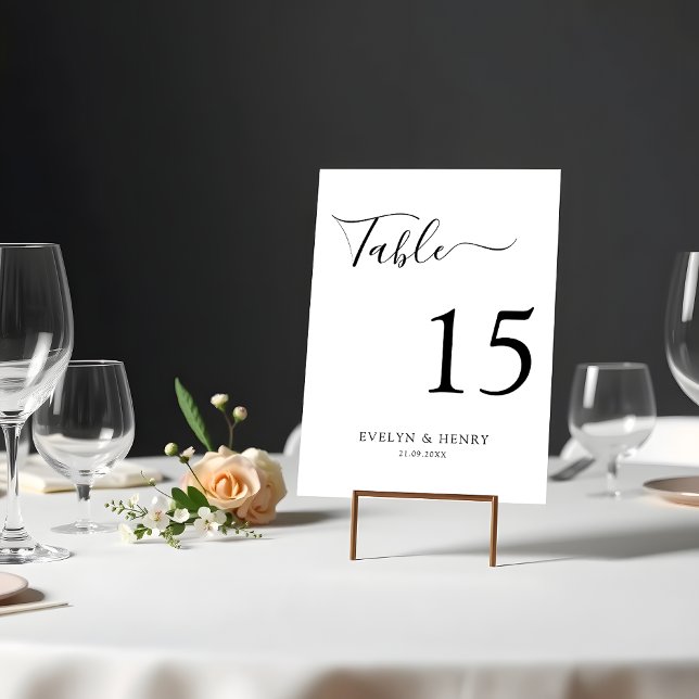 Modern minimalistisk svart och vit Bröllop Bordsnummer (Skapare uppladdad)