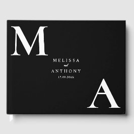 Modern minimalistisk svart och vit Bröllop Gästböcker