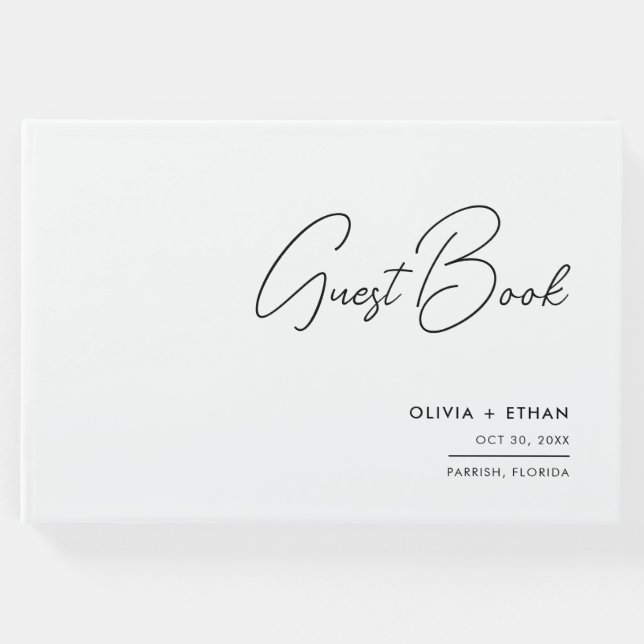 Modern minimalistisk svart och vit Bröllop Gästböcker (Framsida)