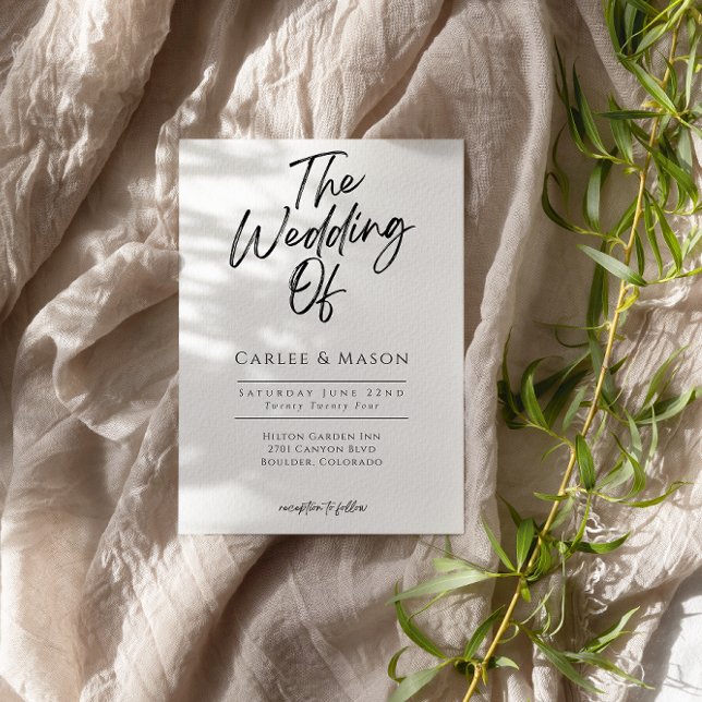 Modern minimalistisk svart och vit Bröllop i Inbjudningar (Skapare uppladdad)