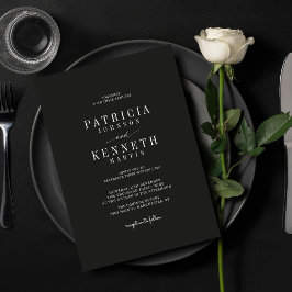 Modern minimalistisk svart och vit Bröllop Inbjudningar