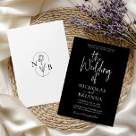 Modern minimalistisk svart och vit Bröllop klassis Inbjudningar<br><div class="desc">Modern minimal klassisk inbjudan till svart och vit Bröllop. Monogram längst bak.</div>