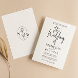 Modern minimalistisk svart och vit Bröllop klassis Inbjudningar<br><div class="desc">Modern minimal klassisk inbjudan till svart och vit Bröllop. Monogram längst bak.</div>