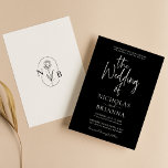 Modern minimalistisk svart och vit Bröllop klassis Inbjudningar<br><div class="desc">Modern minimal klassisk inbjudan till svart och vit Bröllop. Monogram längst bak.</div>