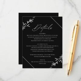 Modern minimalistisk svart och vit Bröllop klassis Tilläggskort