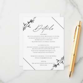 Modern minimalistisk svart och vit Bröllop klassis Tilläggskort