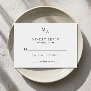 Modern minimalistisk svart och vit Bröllop OSA Kort