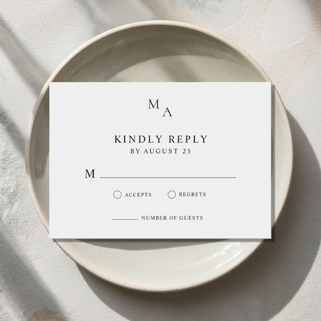 Modern minimalistisk svart och vit Bröllop OSA Kort (Skapare uppladdad)