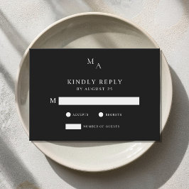 Modern minimalistisk svart och vit Bröllop OSA Kort