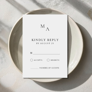 Modern minimalistisk svart och vit Bröllop OSA Kort