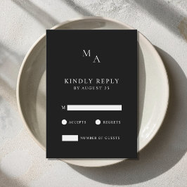 Modern minimalistisk svart och vit Bröllop OSA Kort