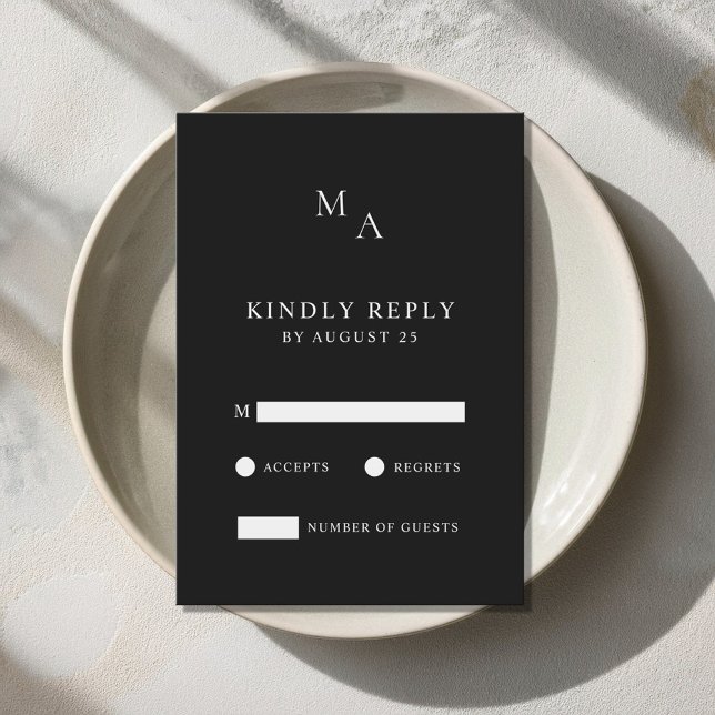 Modern minimalistisk svart och vit Bröllop OSA Kort (Skapare uppladdad)