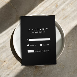 Modern minimalistisk svart och vit Bröllop OSA Kort