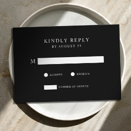 Modern minimalistisk svart och vit Bröllop OSA Kort