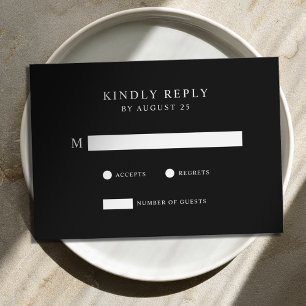 Modern minimalistisk svart och vit Bröllop OSA Kort