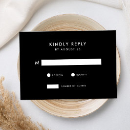 Modern minimalistisk svart och vit Bröllop OSA Kort