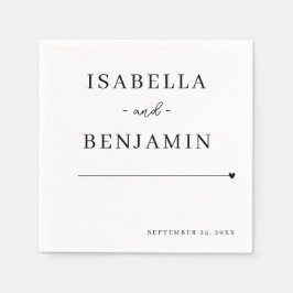 Modern minimalistisk svart och vit Bröllop Papper Pappersservett