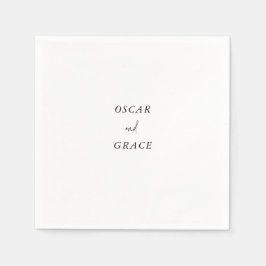 Modern minimalistisk svart och vit Bröllop Pappersservett