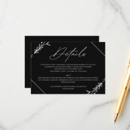 Modern minimalistisk svart och vit Bröllop Tilläggskort
