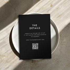 Modern minimalistisk svart och vit Bröllop Tilläggskort