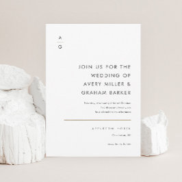 Modern minimalistisk svart och vit Elegant bröllop Inbjudningar