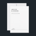 Modern minimalistisk svart och vit Elegant bröllop Rådkort<br><div class="desc">Med detta moderna minimalistiska svarta och vita bröllop-rådgivningskort kan vi ge önskemål ett tidlöst och bra råd. Den här utformningen inspireras av rent linjer och den sofistikerade enkelheten och gör det möjligt för dina gäster att sina hjärtliga råd till paret lycklig på ett sätt som kompletterar ert elegant bröllop-tema. Det...</div>
