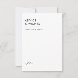 Modern minimalistisk svart och vit Elegant bröllop Rådkort