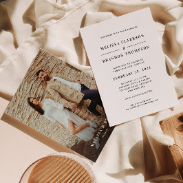 Modern minimalistisk svart och vit foto Bröllop Inbjudningar