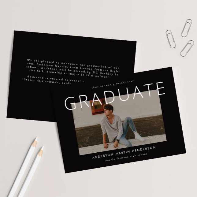 Modern minimalistisk svart och vit foto Studenten Meddelande (Skapare uppladdad)