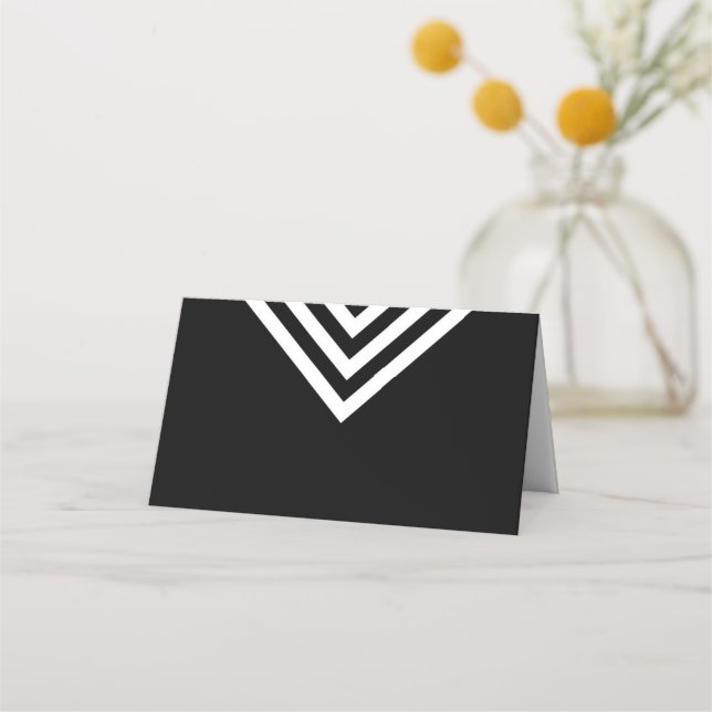 Modern minimalistisk svart och vit geometri placeringskort (Framsida)