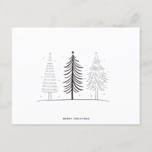Modern minimalistisk svart och vit Julgran Vykort