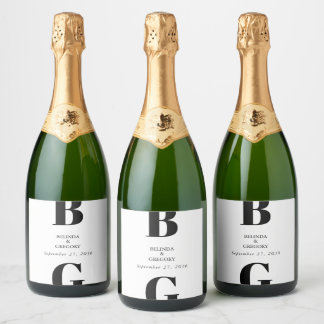 Modern minimalistisk svart och vit monogram Bröllo