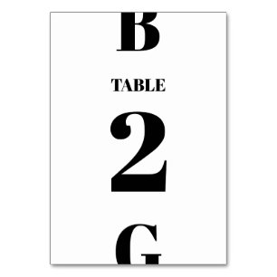 Modern minimalistisk svart och vit monogram Bröllo Bordsnummer