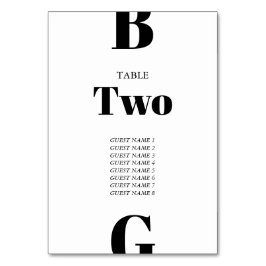 Modern minimalistisk svart och vit monogram Bröllo Bordsnummer