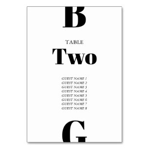Modern minimalistisk svart och vit monogram Bröllo Bordsnummer