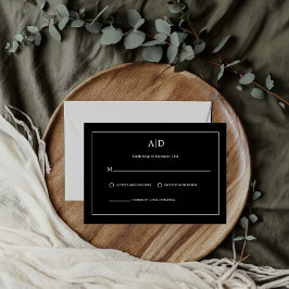 Modern minimalistisk svart och vit Monogram Bröllo OSA Kort