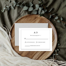 Modern minimalistisk svart och vit Monogram Bröllo OSA Kort