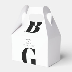 Modern minimalistisk svart och vit monogram Bröllo Presentaskar