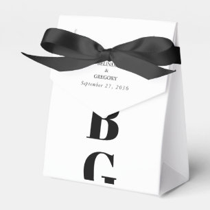 Modern minimalistisk svart och vit monogram Bröllo Presentaskar