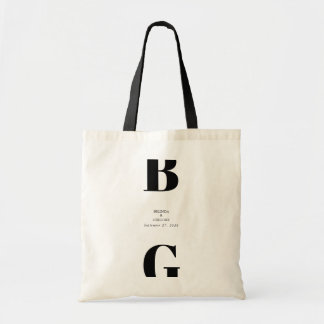 Modern minimalistisk svart och vit monogram Bröllo Tygkasse