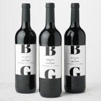 Modern minimalistisk svart och vit monogram Bröllo