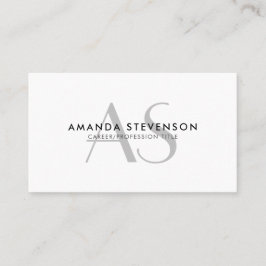 Modern minimalistisk svart och vit monogrammad visitkort