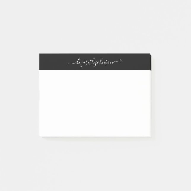 Modern Minimalistisk svart och vit post-it-anteckn Post-it Block (Framsida)