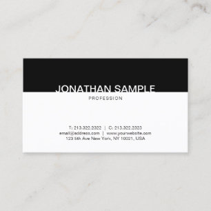 Modern minimalistisk svart och vit ren elegant visitkort